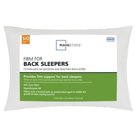 Mainstays Firm Bed Pillow, Ideal for Back Sleepers, Standard/Queen