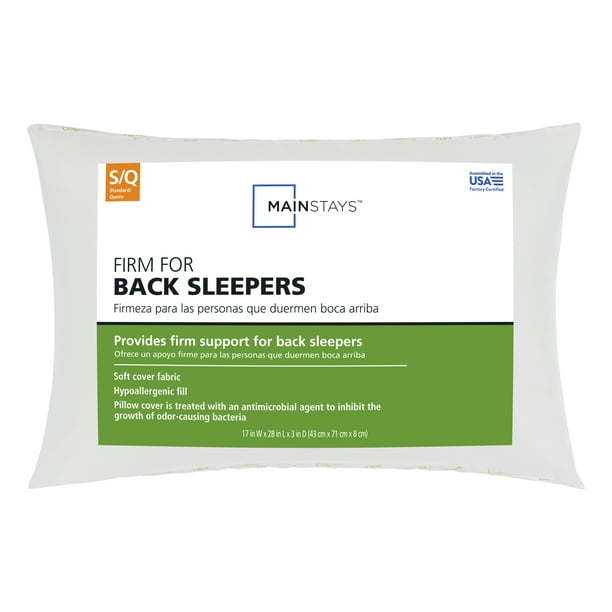 Mainstays Firm Bed Pillow, Ideal for Back Sleepers, Standard/Queen