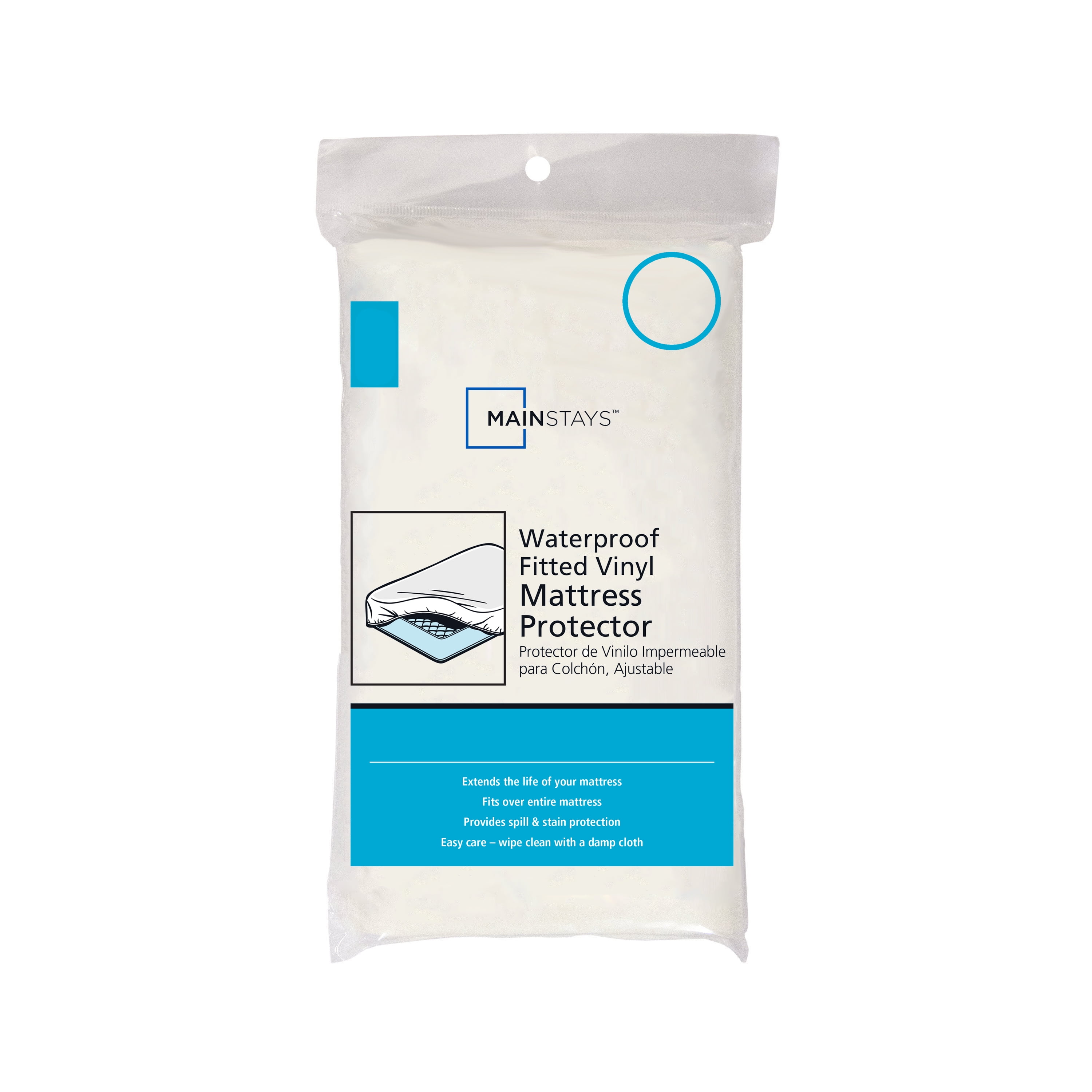 Mainstays Fitted Vinyl Waterproof Spill and Stain Protection Mattress Protector