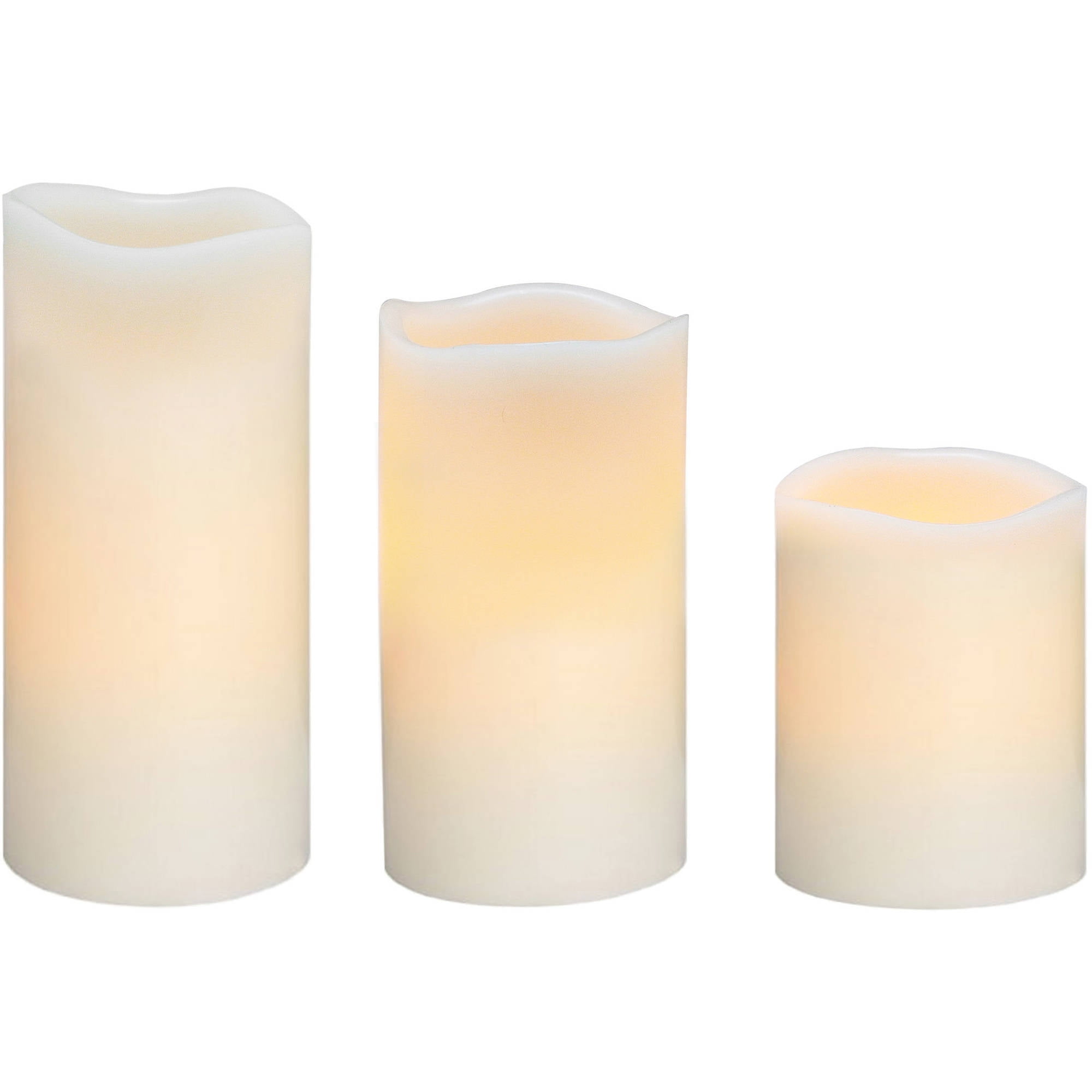 Mainstays Flameless LED Pillar Candles 3Pack, Real Wax