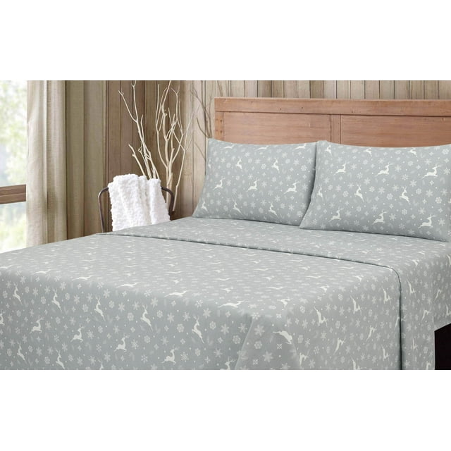 Mainstays Flannel Gray Fair Isle King Sheet set