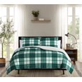 thumbnail image 1 of Mainstays Flannel Reverse to Sherpa 3-Piece Green and White Glenn Check 100% Polyester Fill Comforter Set, Full/Queen, 1 of 6