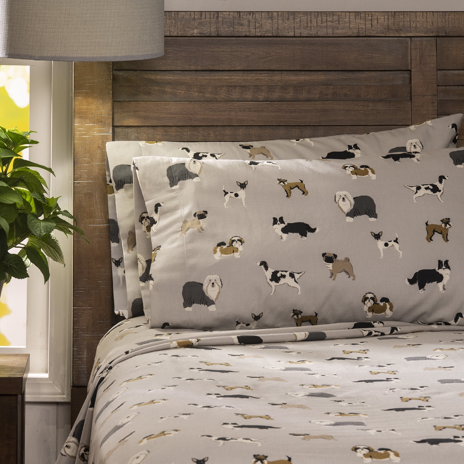 Mainstays Flannel Sheet Set Dogs King Walmart