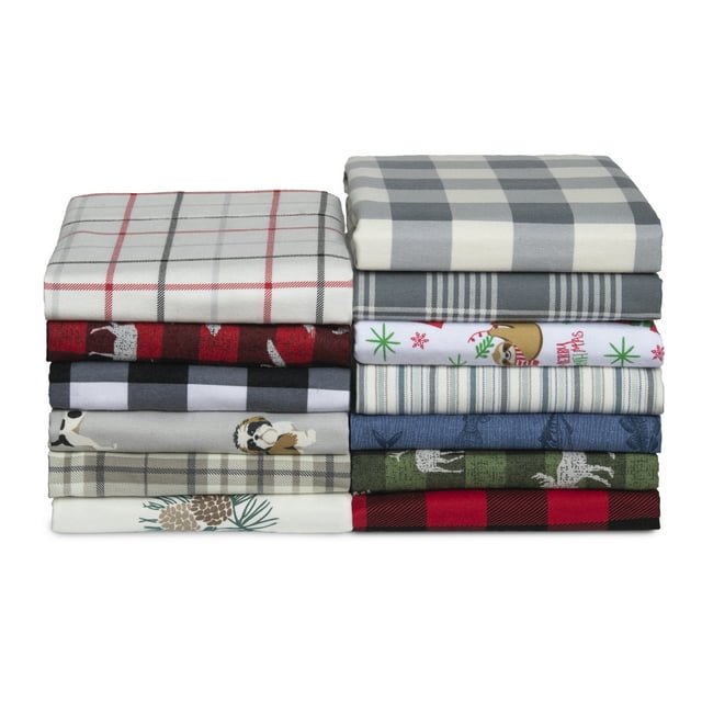 Mainstays Flannel Sheet Set Taupe Plaid Queen