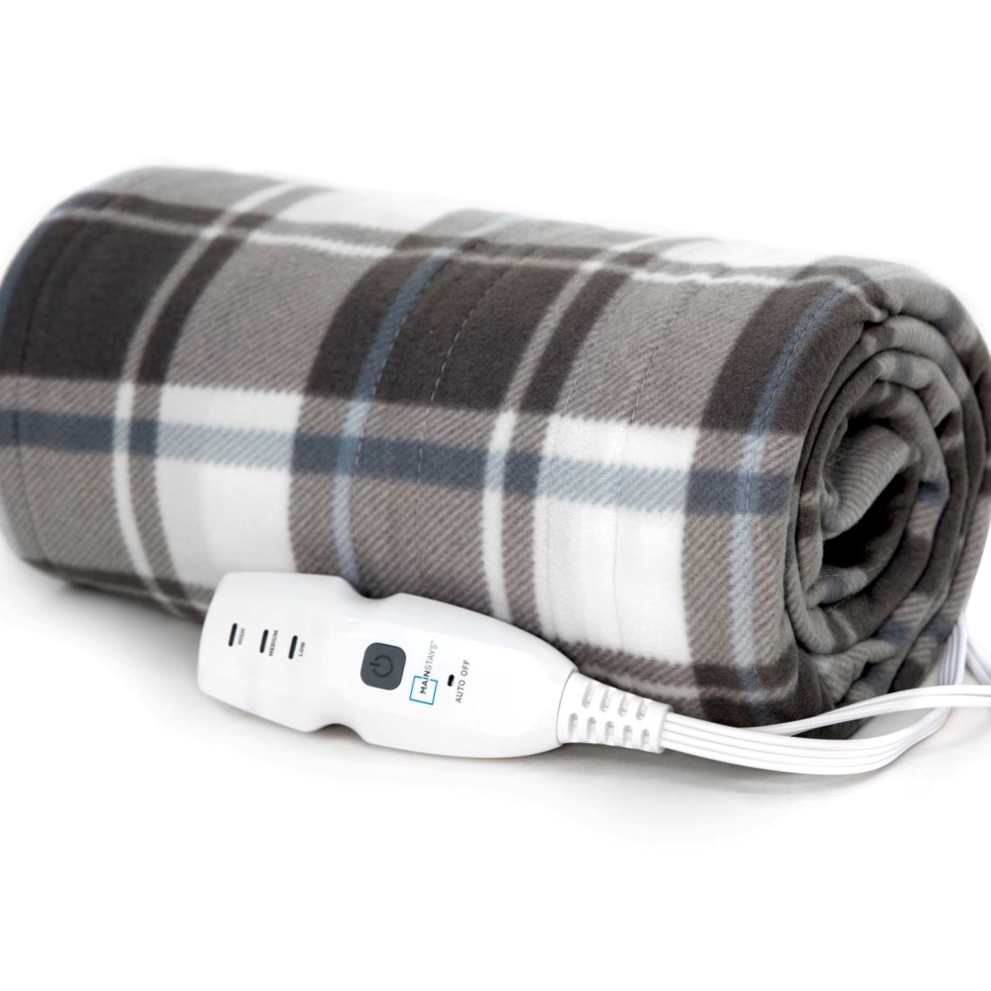 Mainstays Fleece Electric Heated Throw Blanket, Gray and White Plaid, 50 x  60 - Walmart.com