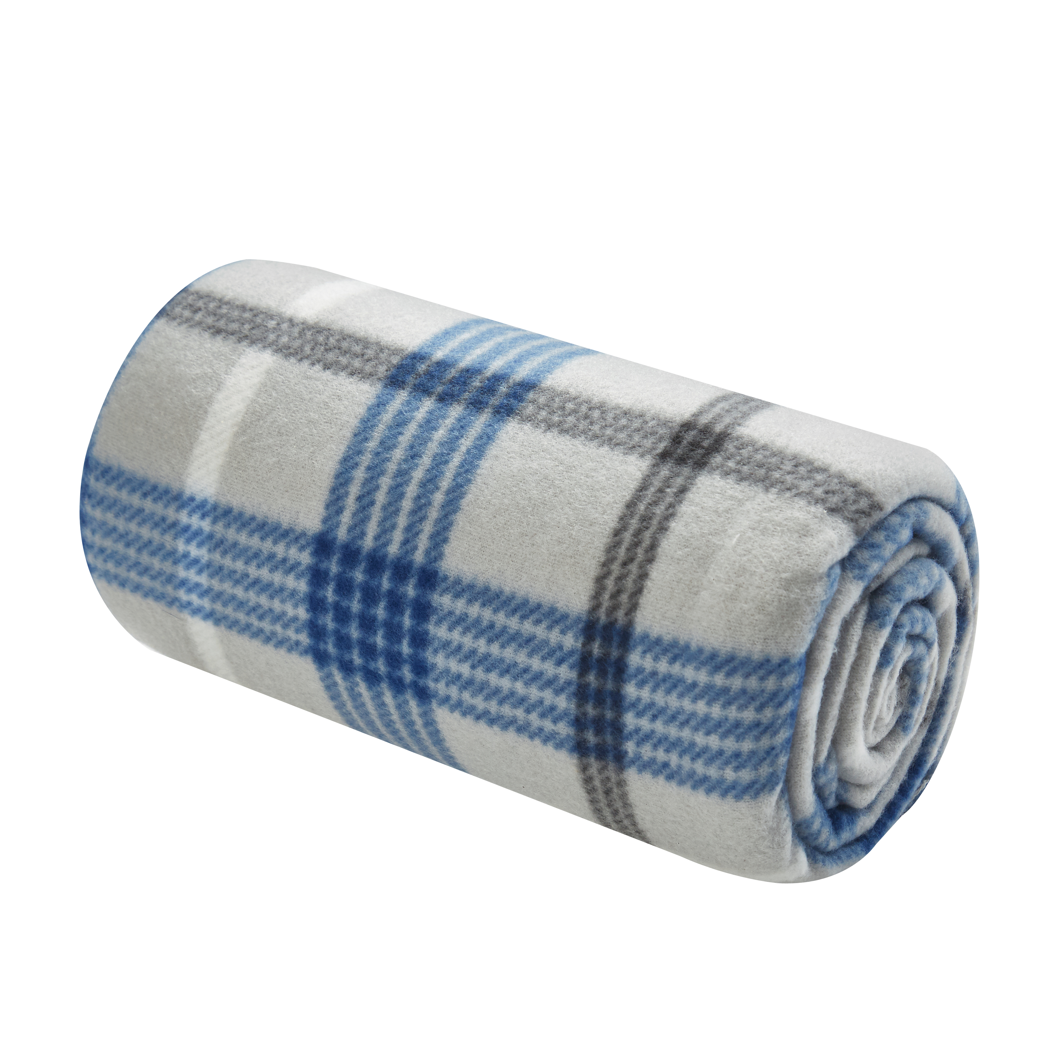 Mainstays Fleece Gray & Blue Plaid Throw Blanket, 50" x 60" - image 1 of 5