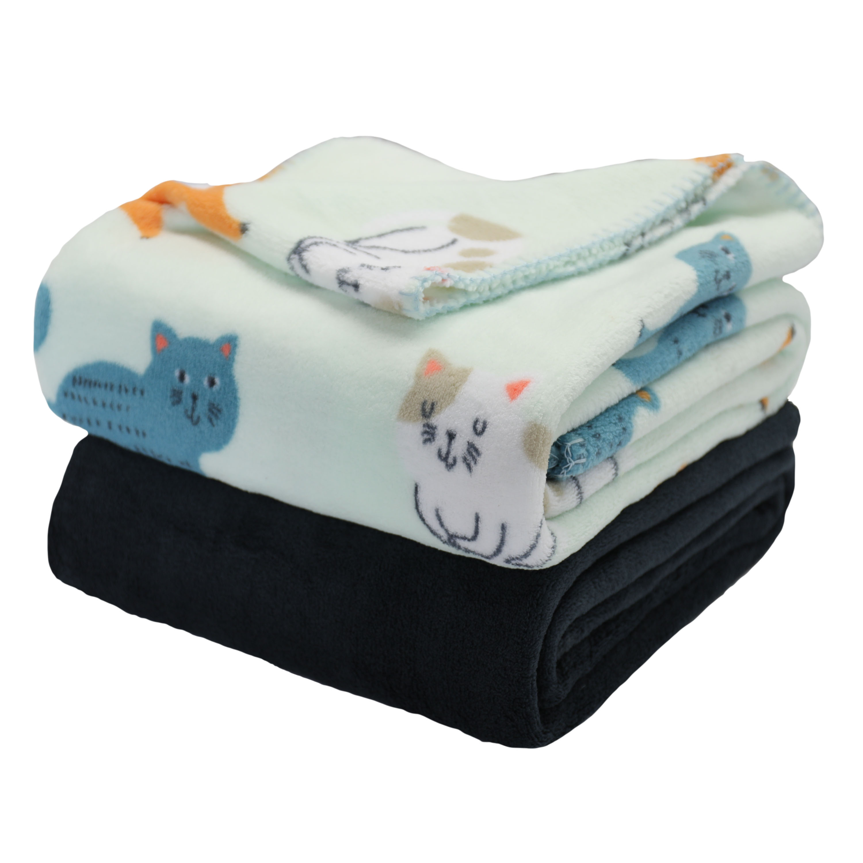 Mainstays Fleece Plush Throw Blanket, 50" x 60", Cats, 2-Pack - image 1 of 11