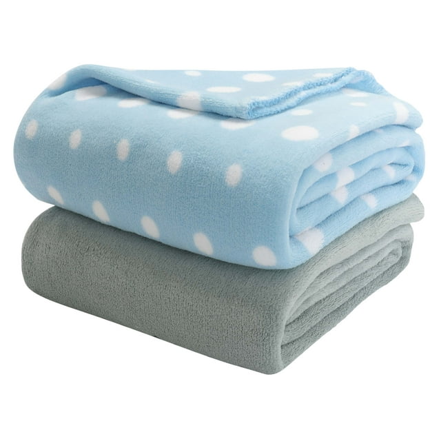 Mainstays Fleece Plush Throw Blanket, 50" x 60", Polka Dot, 2Pack