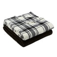 thumbnail image 1 of Mainstays Fleece Plush Throw Blanket 50" x 60", Set of 2, Black Solid, Black and White Plaid, 1 of 3