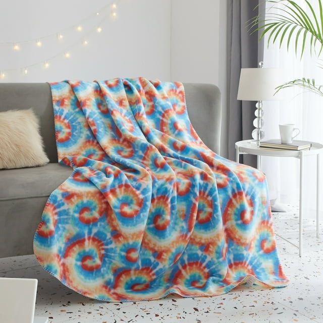 Mainstays Fleece Plush Throw Blanket, 50" x 60", Tie Dye, Polyester, Machine Washable