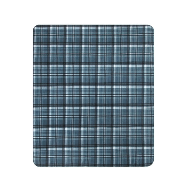 Mainstays Fleece Plush Throw Blanket, 50" x 60" inches, Blue Plaid