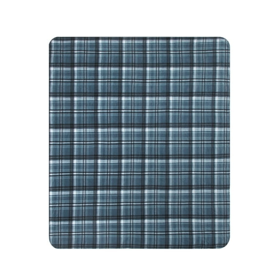 Mainstays Fleece Plush Throw Blanket, 50" x 60" inches, Blue Plaid Polyester, Machine Washable