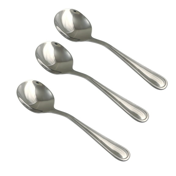 Mainstays Fleetline Adult Stainless Steel Soup Spoon,3-Pack, Silver