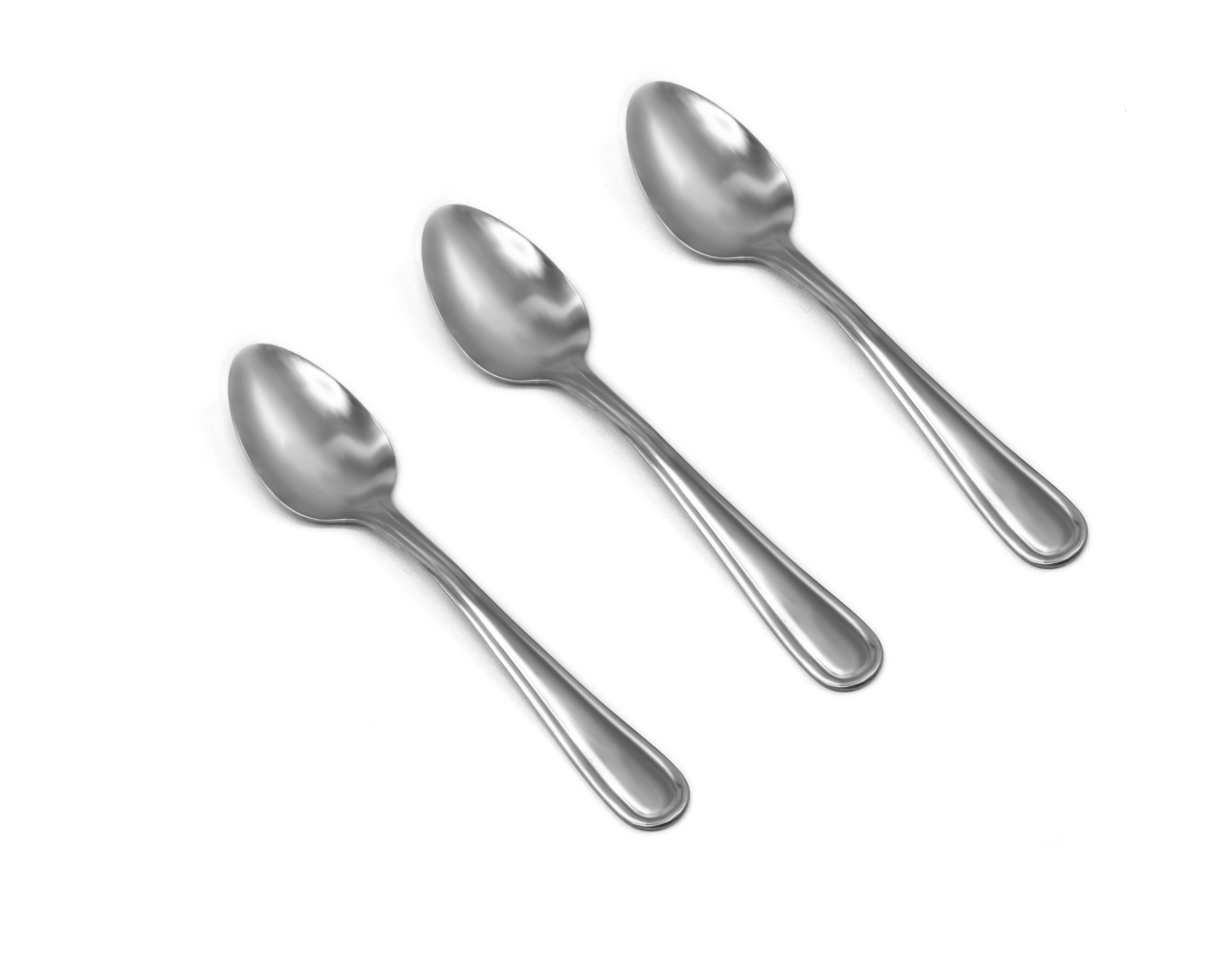 Mainstays Fleetline Stainless Steel Teaspoon, 3-Piece Set, Silver