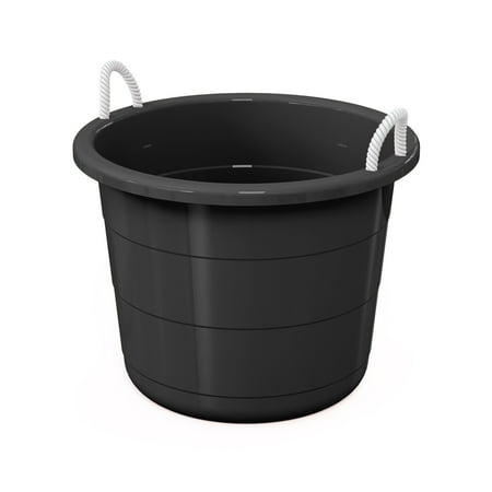Mainstays Flexible Heavy Duty 17 Gallon Plastic Tub with Rope Handles, Black