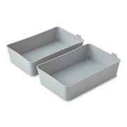 Mainstays 2-Pack Flexible Drawer Storage Organizer Bins, Plastic Drawer Organizer Containers for Kitchen Drawer, Desk Drawer and Bathroom Drawer Organization, Gray