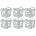 Mainstays Flexible Plastic Laundry Basket, Arctic White, 6 Pack