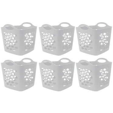 Mainstays Flexible Plastic Laundry Basket, Arctic White, 6 Pack