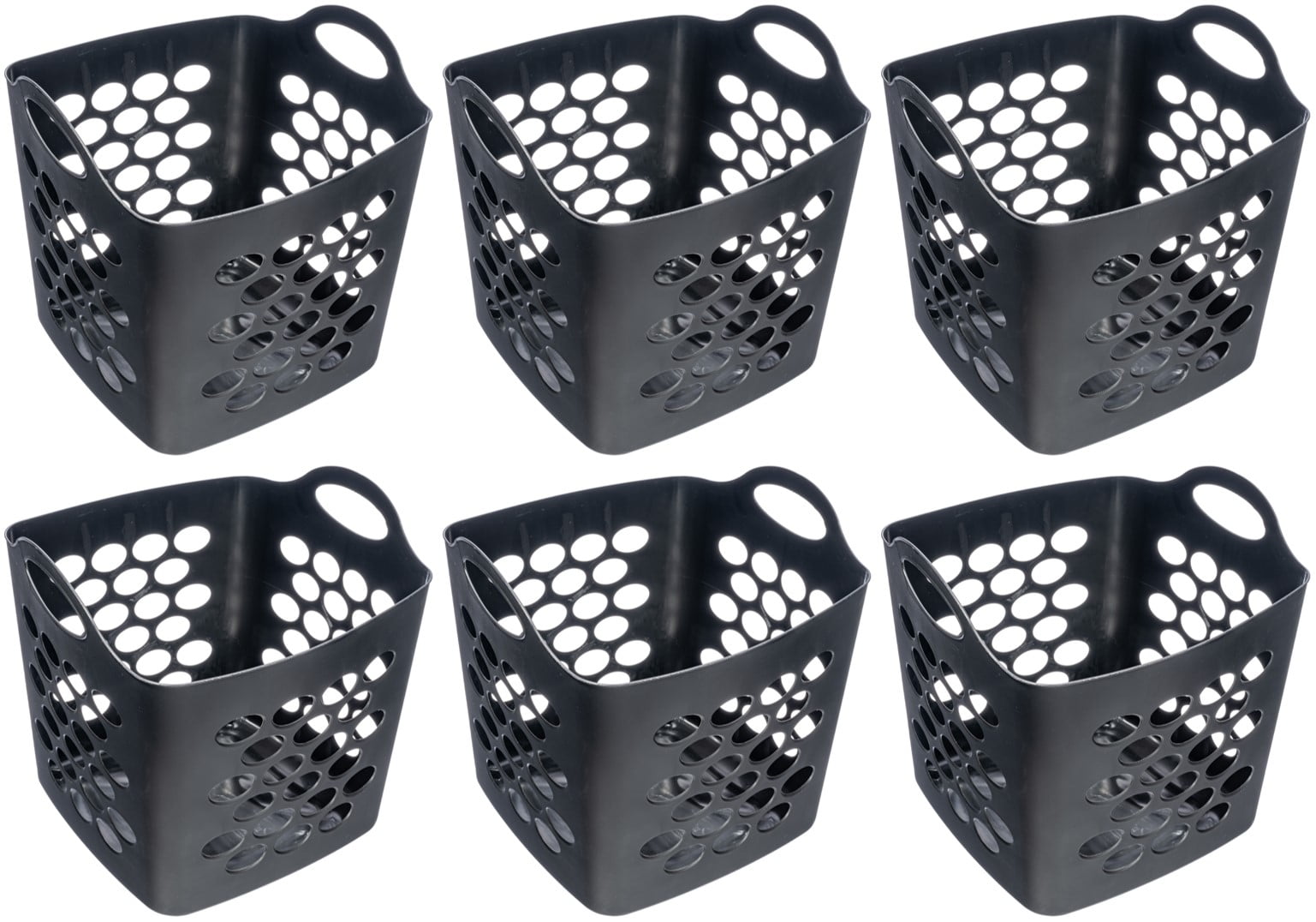 Mainstays Flexible Plastic Laundry Basket, Rich Black, 6 Pack  (图1)