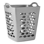 Mainstays Flexible Square Laundry Hamper, Silver Plastic