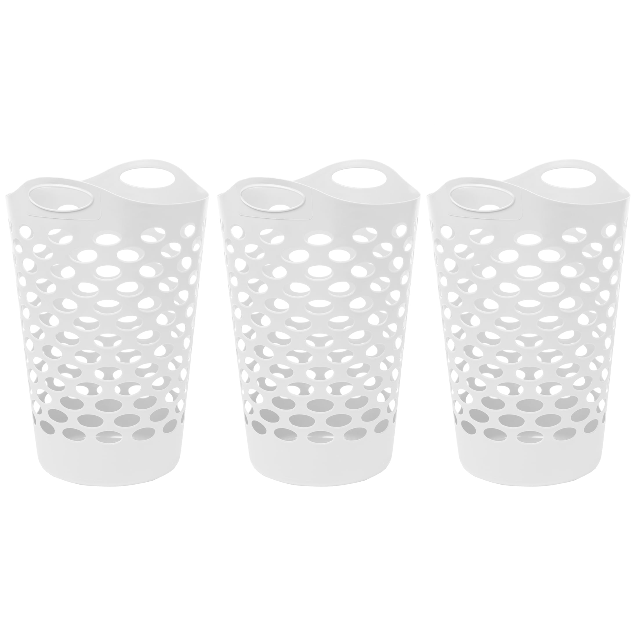 Mainstays Flexible Round Laundry Hamper, White, 3 Pack