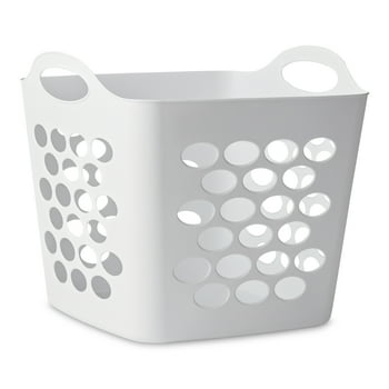 Mainstays Flexible Square Dot Laundry Basket, White