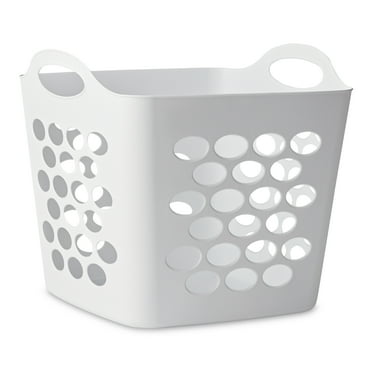 Mainstays Flexible Square Dot Laundry Basket, White