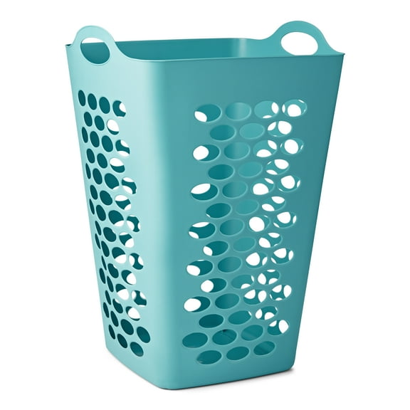 Mainstays 2 Bushel Flexible Square Laundry Hamper, Teal
