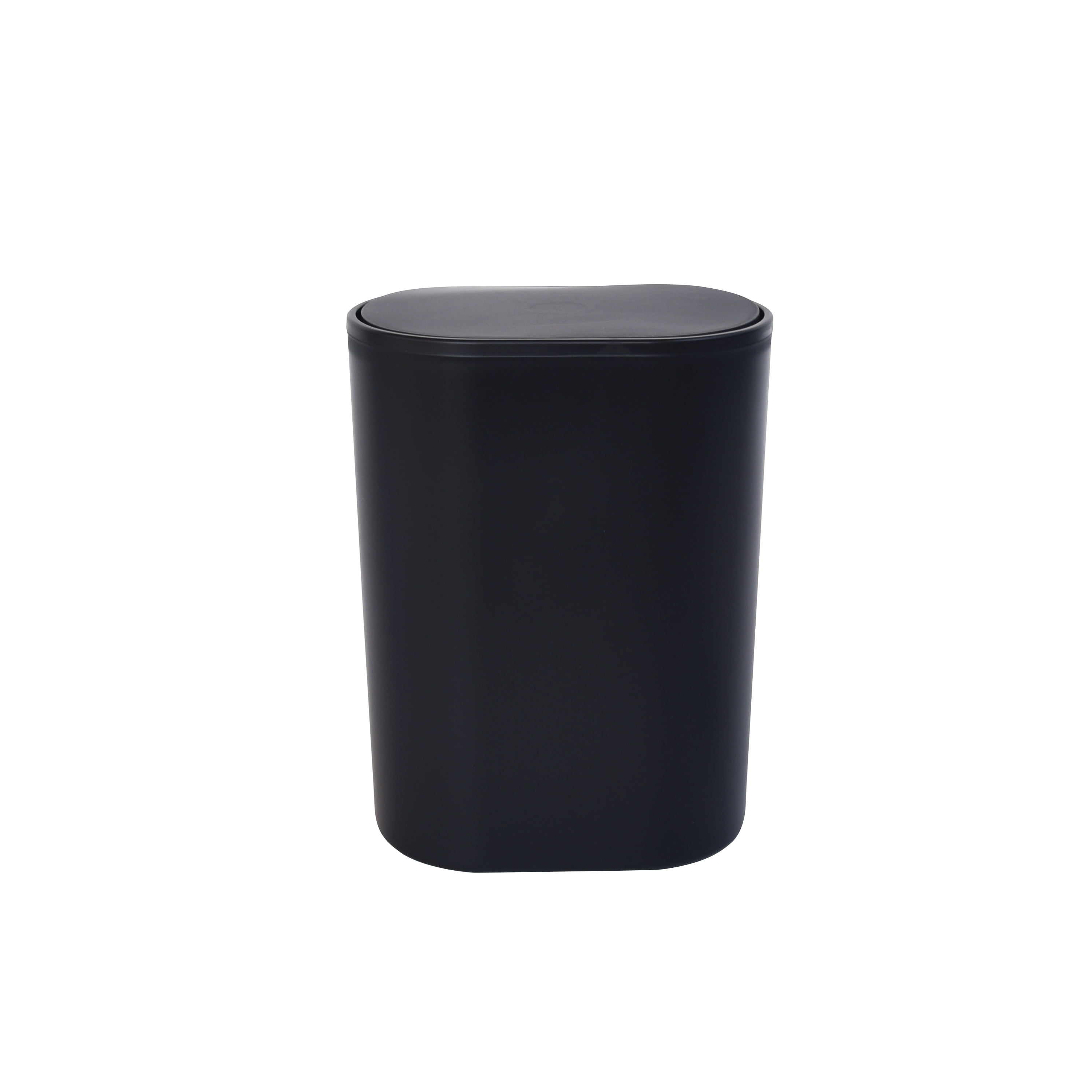 Mainstays Flip Top Wastebasket Black Plastic Modern Compact Sleek