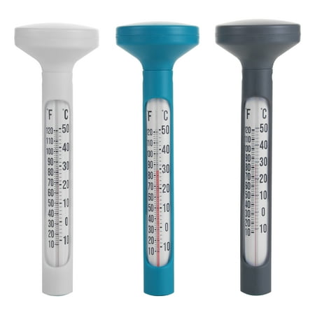 Mainstays Floating Pool Thermometer in Teal, Grey, & White - 2 in x 2 in x 7.75 in - Analog