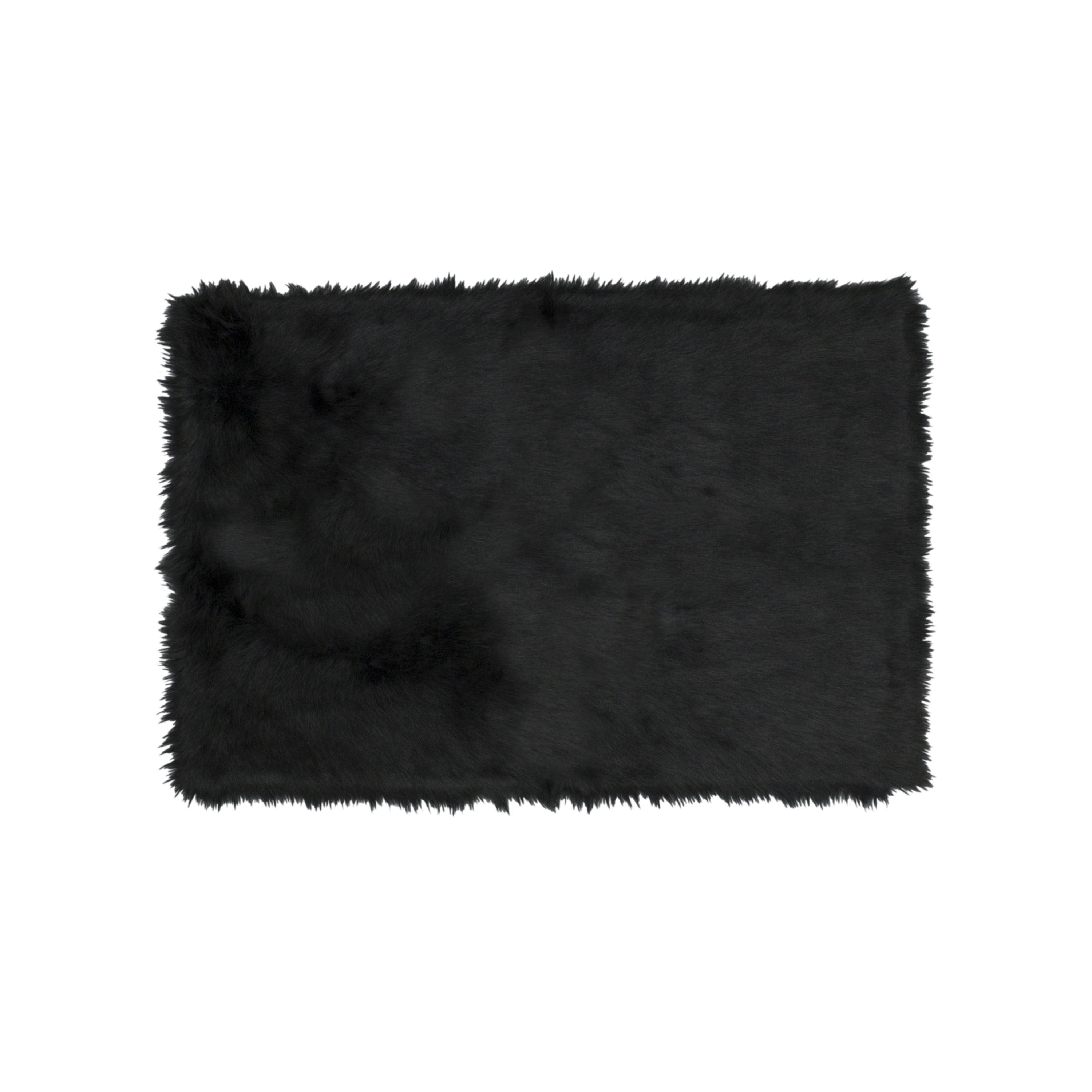 Mainstays Flokati Solid Black Fur Accent Rug 30x46 in