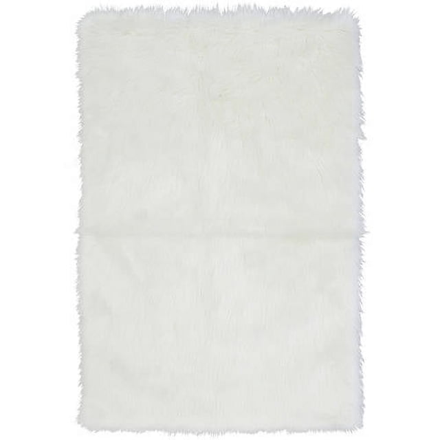 Mainstays Flokati White Fur Accent Rug 30x46 in Skid-Resistant for Dorm ...