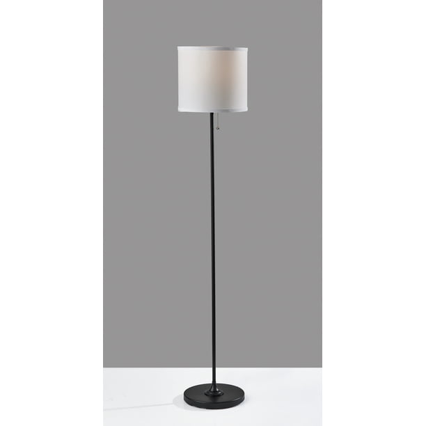 Mainstays Floor Lamp 4' 8.5" Black Finish With White Shade, 1 Count