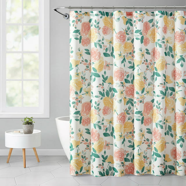 Mainstays Floral Flowers Polyester Shower Curtains, 72