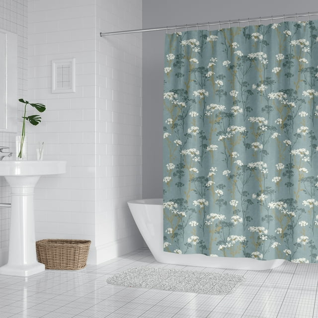 Mainstays Floral Printed Fabric 72” x 72” Shower Curtain