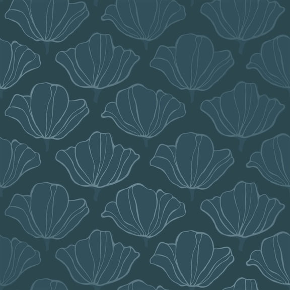 Mainstays Flower Buds, Metallic Peel and Stick Wallpaper, Teal, 13.35 sq.ft.