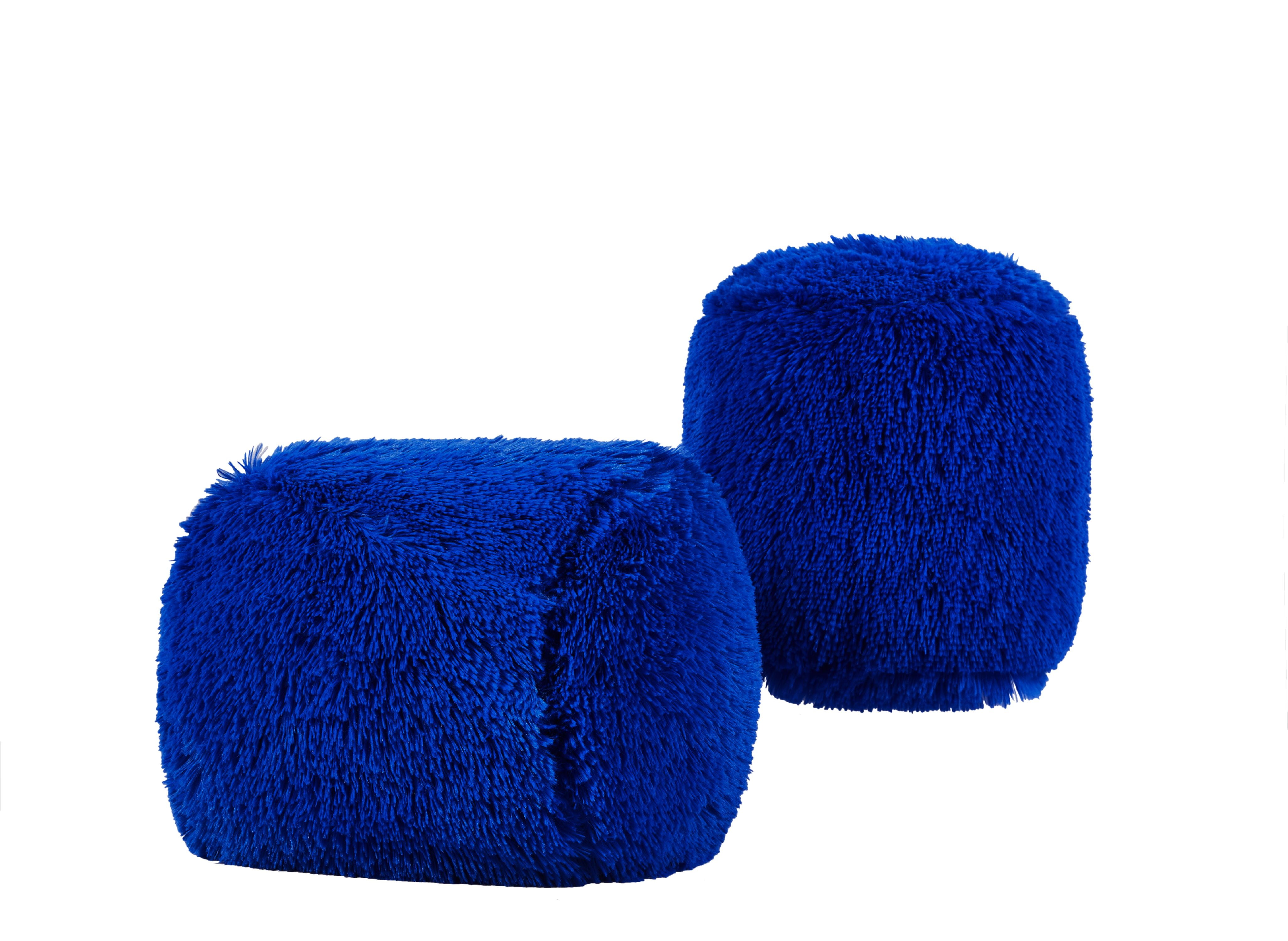 Mainstays Fluffy Faux Fur Decorative Pillow Set 2 Pack Navy