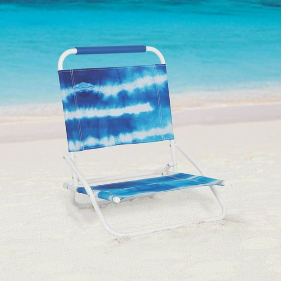 Mainstays Folding Beach Sand Chair, Blue Tie Dye
