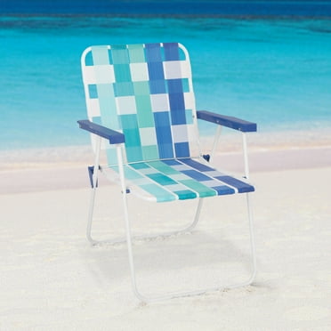 Mainstays Folding Beach Web Fabric Chair, Blue Tonal Stripe