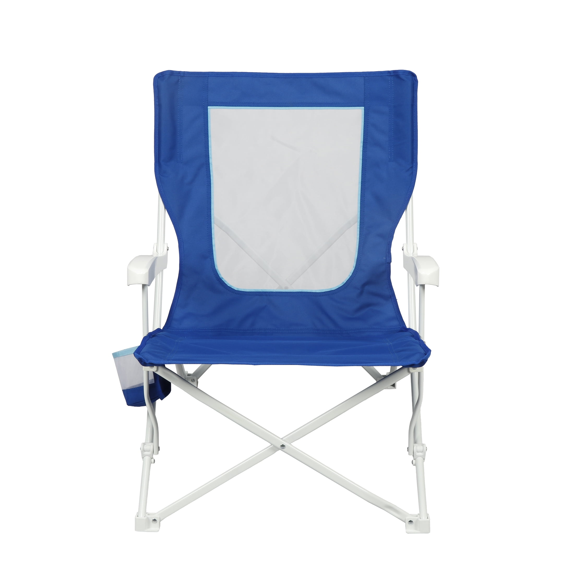 Mainstays Folding Hard Arm Beach Bag Chair with Carry Bag, Blue