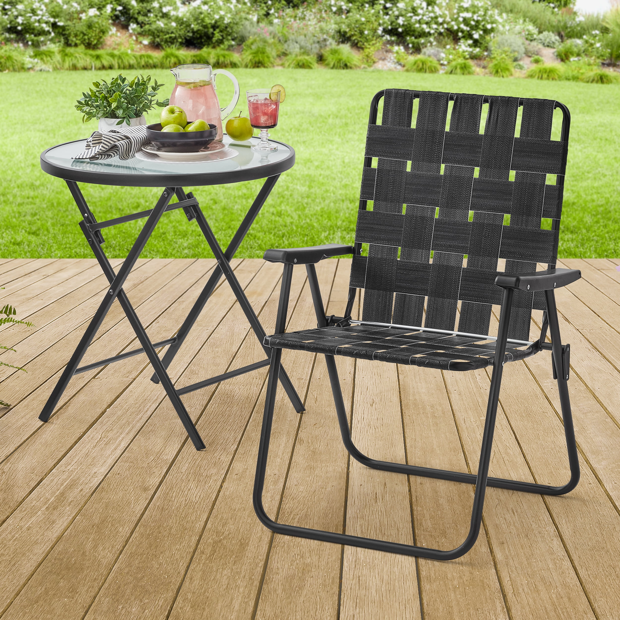Mainstays Folding High Back  Chair, Black