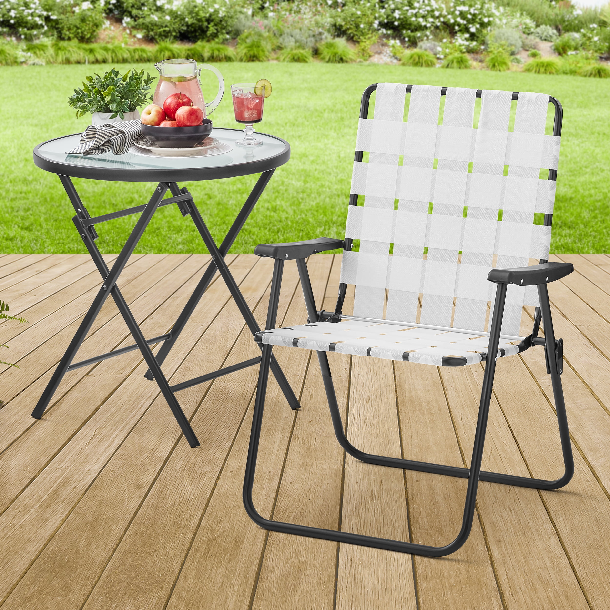 Mainstays Folding High Back  Chair, White