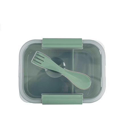 Mainstays Food Storage Bento Container, Rectangle, Green, 42oz Capacity, Designed to Help with Packed Lunches and Daily Commutes