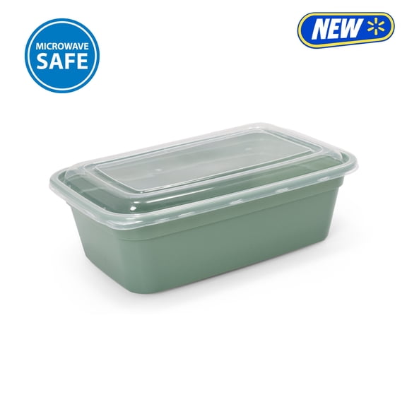 Mainstays Food Storage Containers, 5-Pack, 1-Compartment, BPA-Free Plastic, 3 Cup, Green Sage
