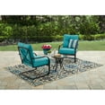 Mainstays Forest Hills 3pc Outdoor Metal Chat Set, Blue Cushions