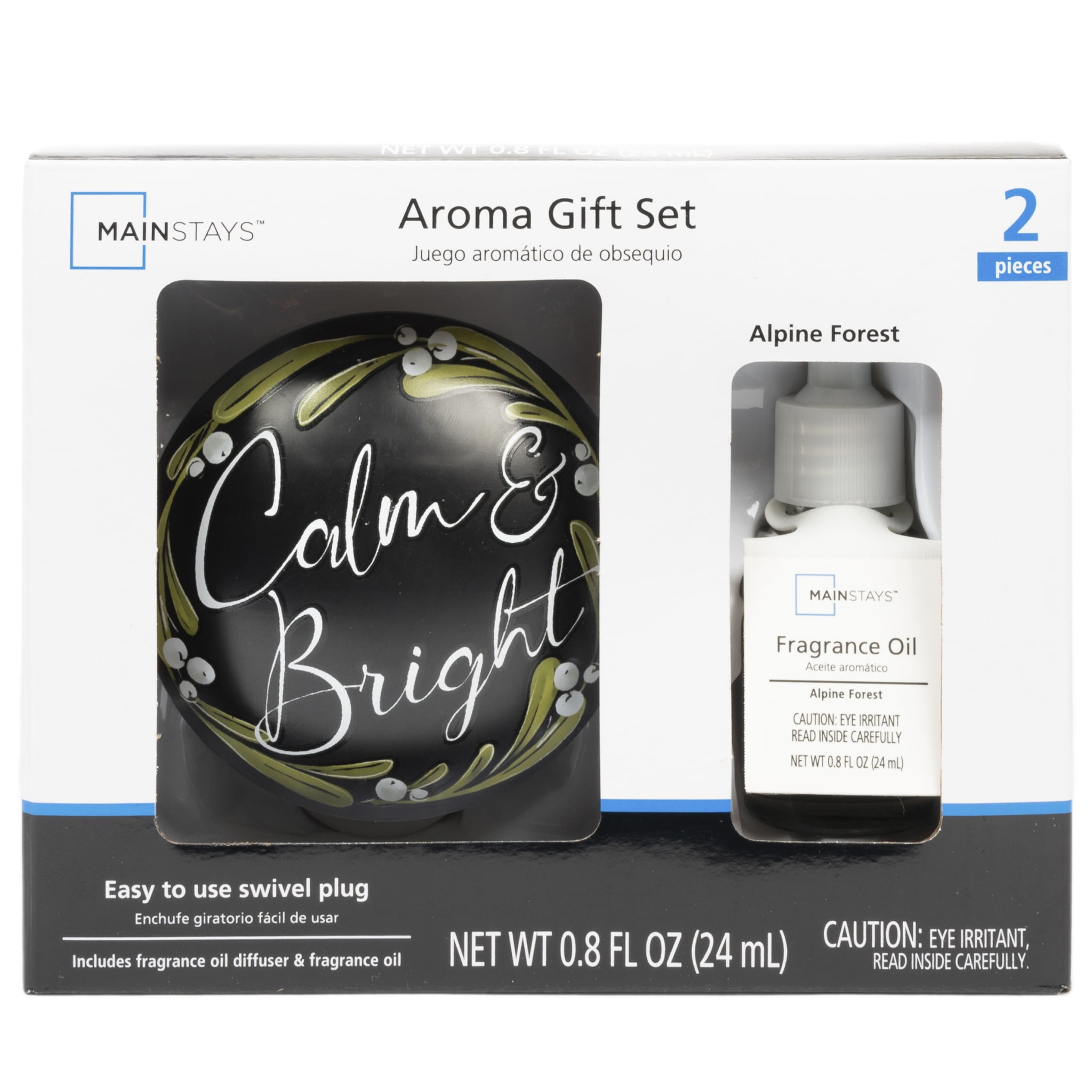 Mainstays Fragrance Oil plug in Diffuser Gift Set, Calm and Bright