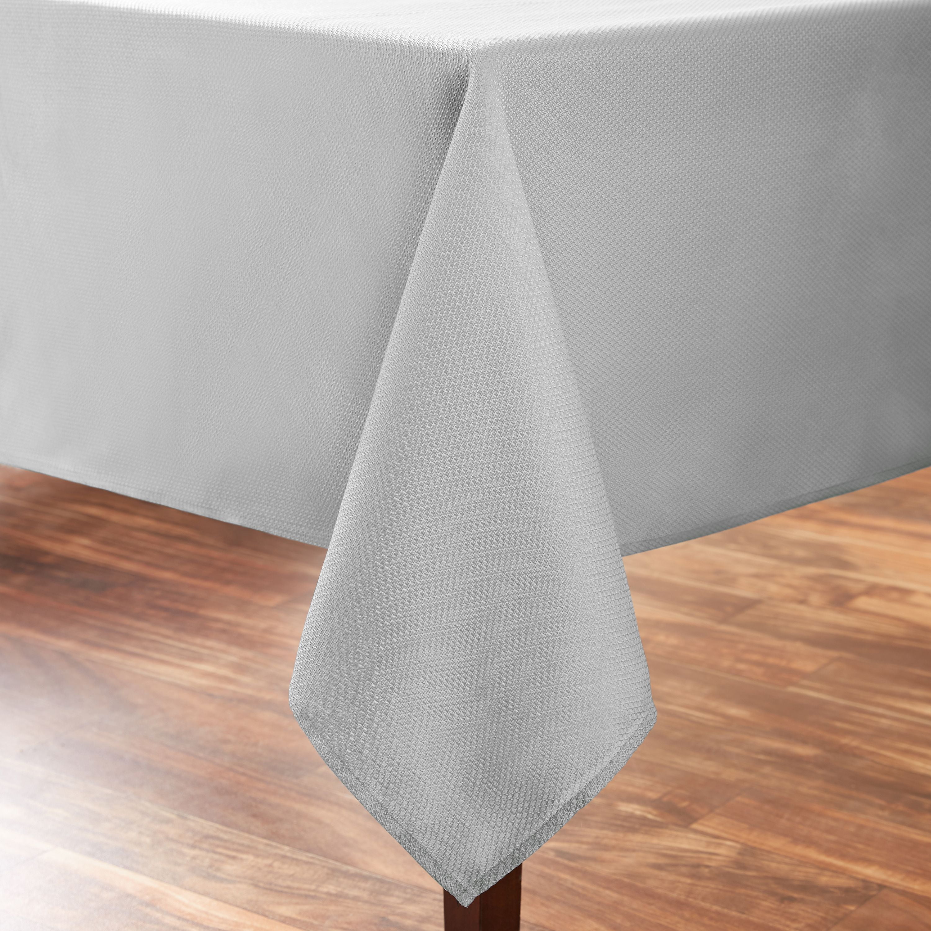 Mainstays Fraser Fabric Tablecloth, 52"W x 70"L, Soft Silver, Available in Multiple Colors and Sizes