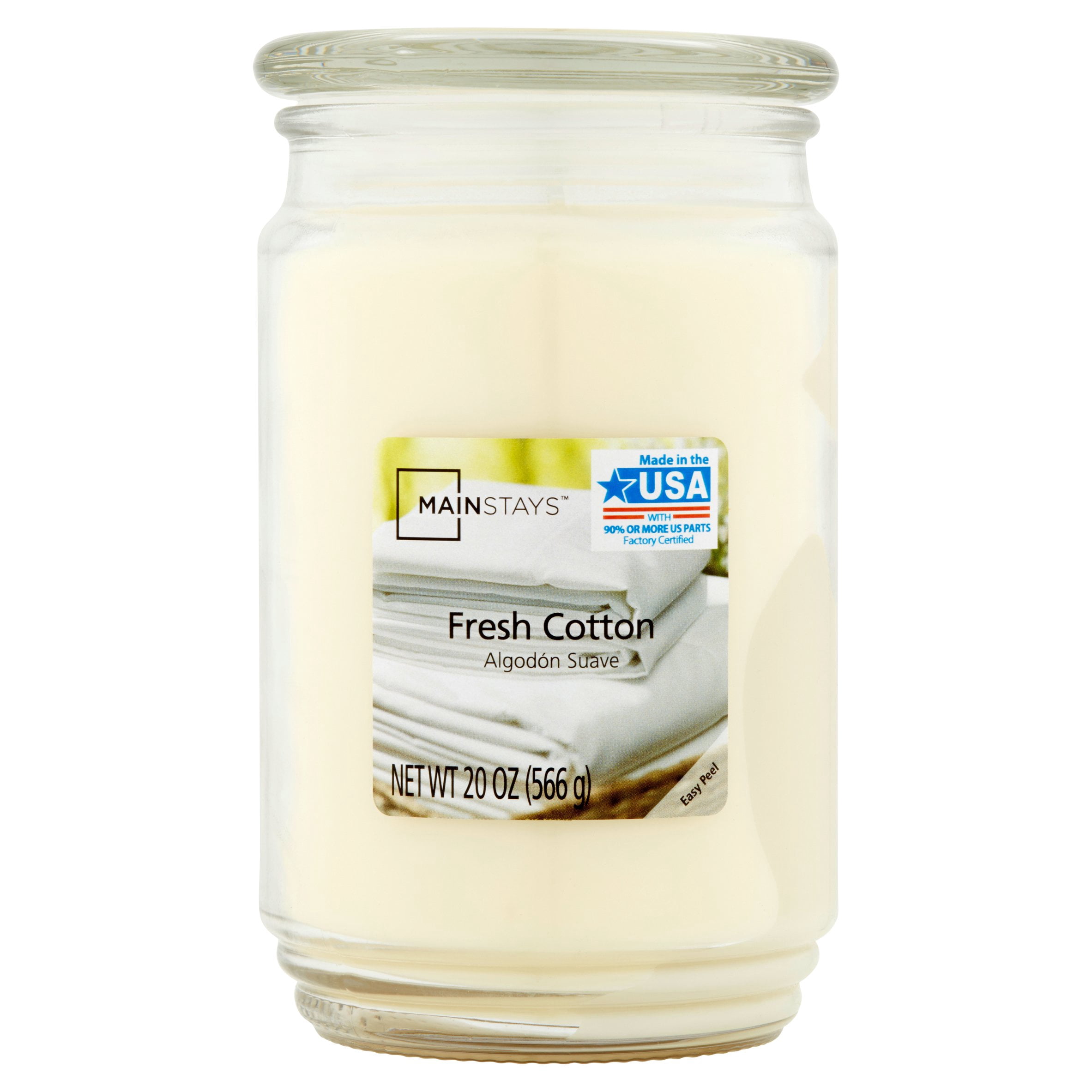 Mainstays Fresh Cotton Single-Wick Jar Candle, 20 oz.