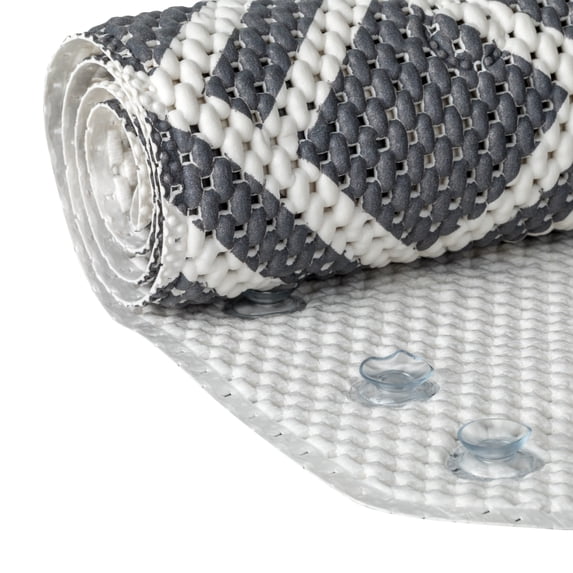 Mainstays Fret Gray Cushioned Foam Bathtub Mat, 17 in x 36 in