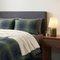 thumbnail image 1 of Mainstays Shadow Plaid 3-Piece Green Comforter Set, Full/Queen, 1 of 12